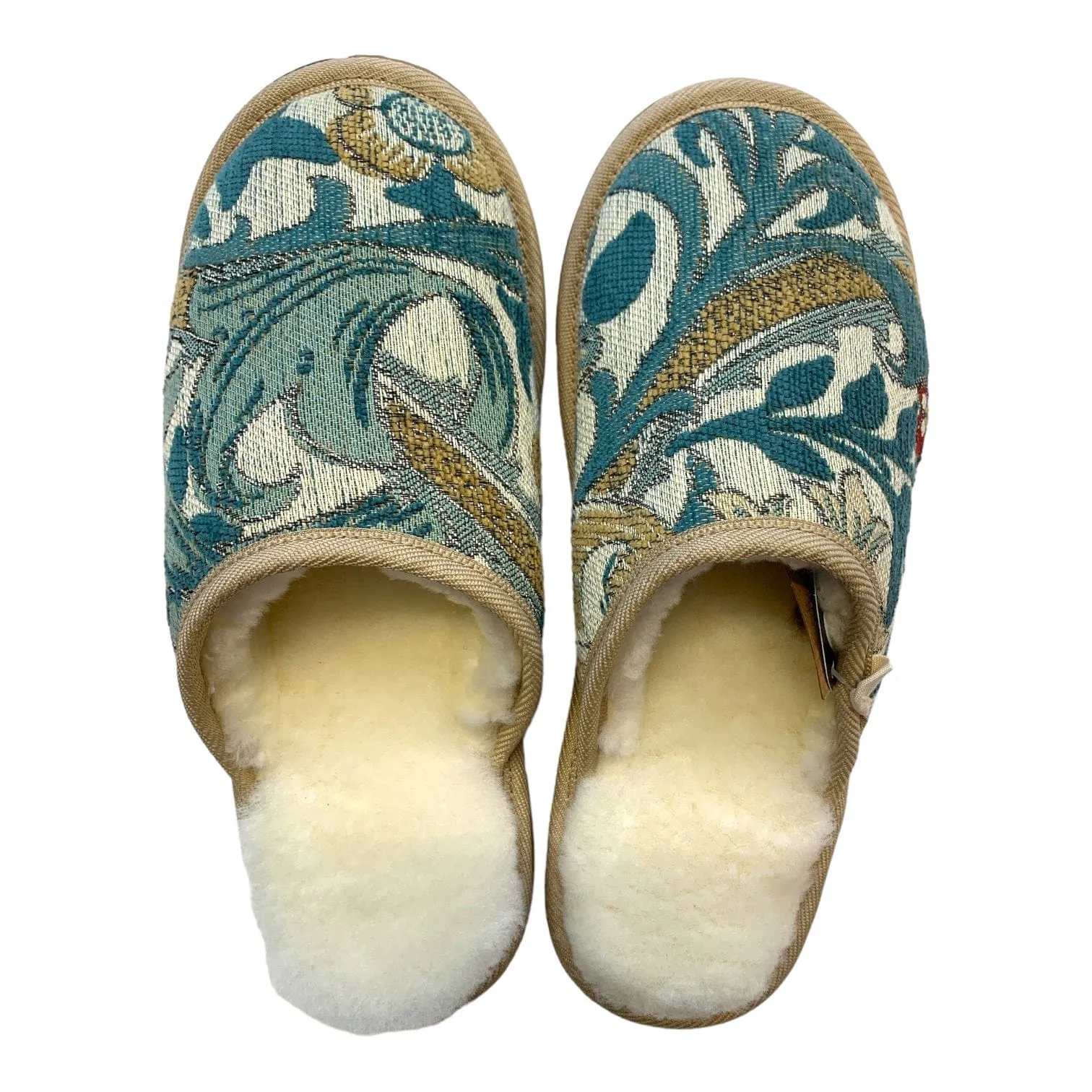 Green Jacquard Medium White Slippers