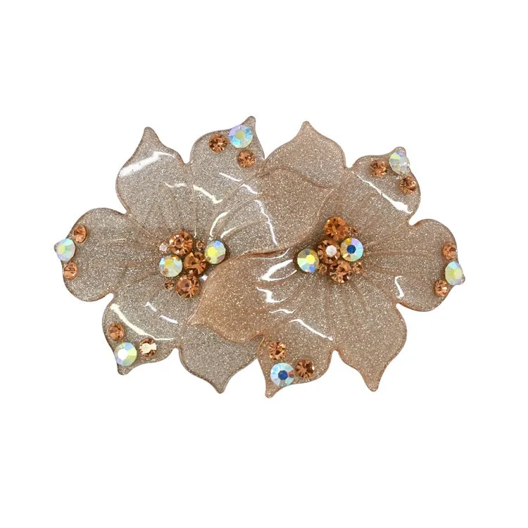 Hair Clip Rhinestone Double Flowers