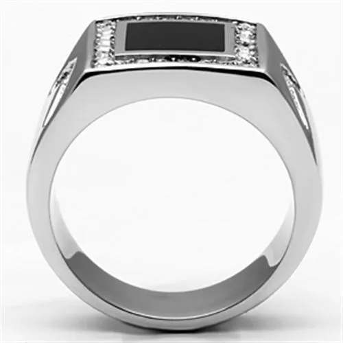 High polished (no plating) Stainless Steel Ring with Top Grade Crystal in Clear for Women Style TK702