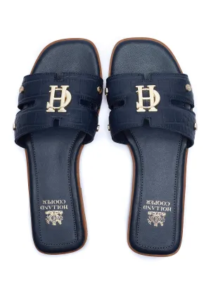 Holland Cooper Monogram Ladies Slider in Navy Croc