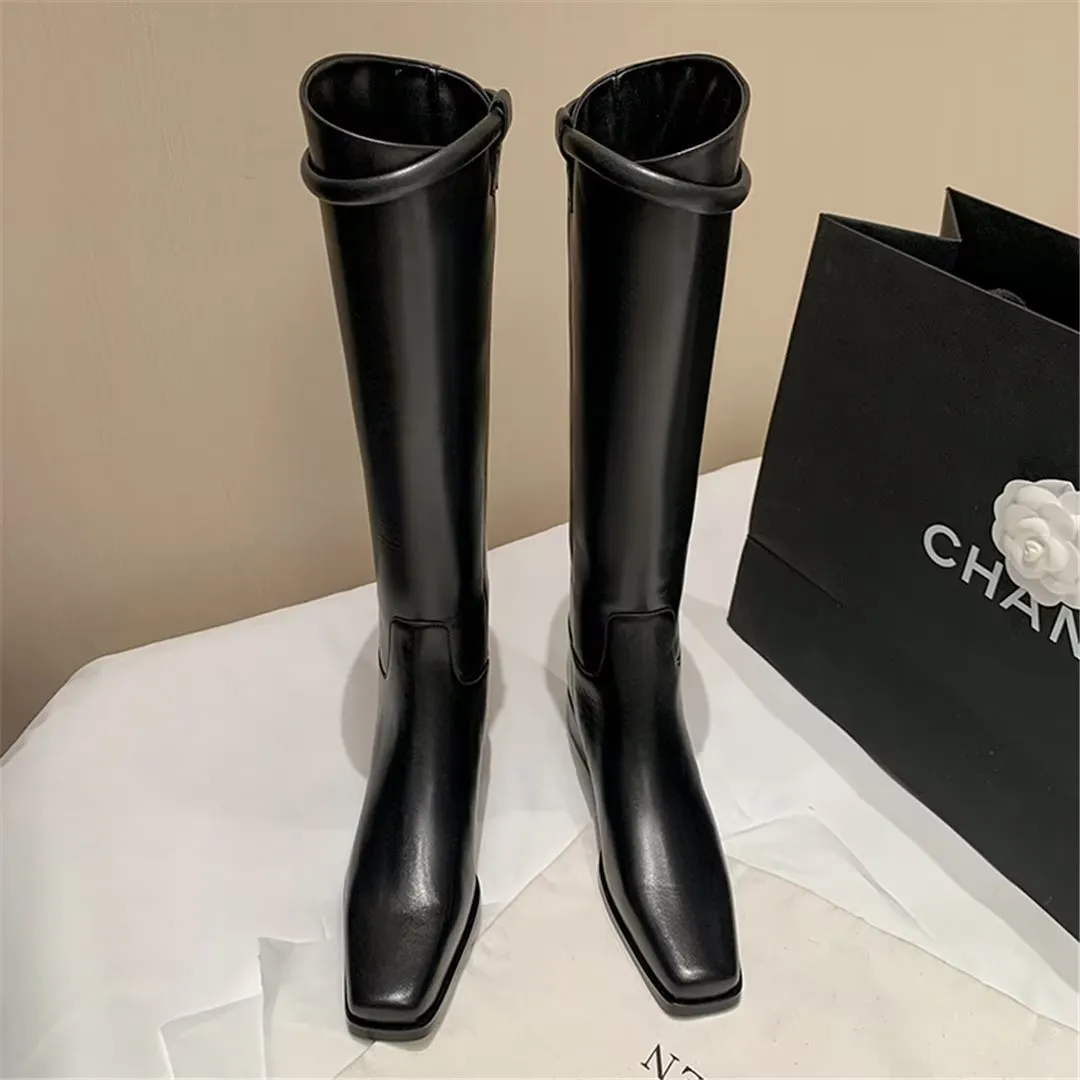 LeatherLux Chic Cowhide Winter Boots