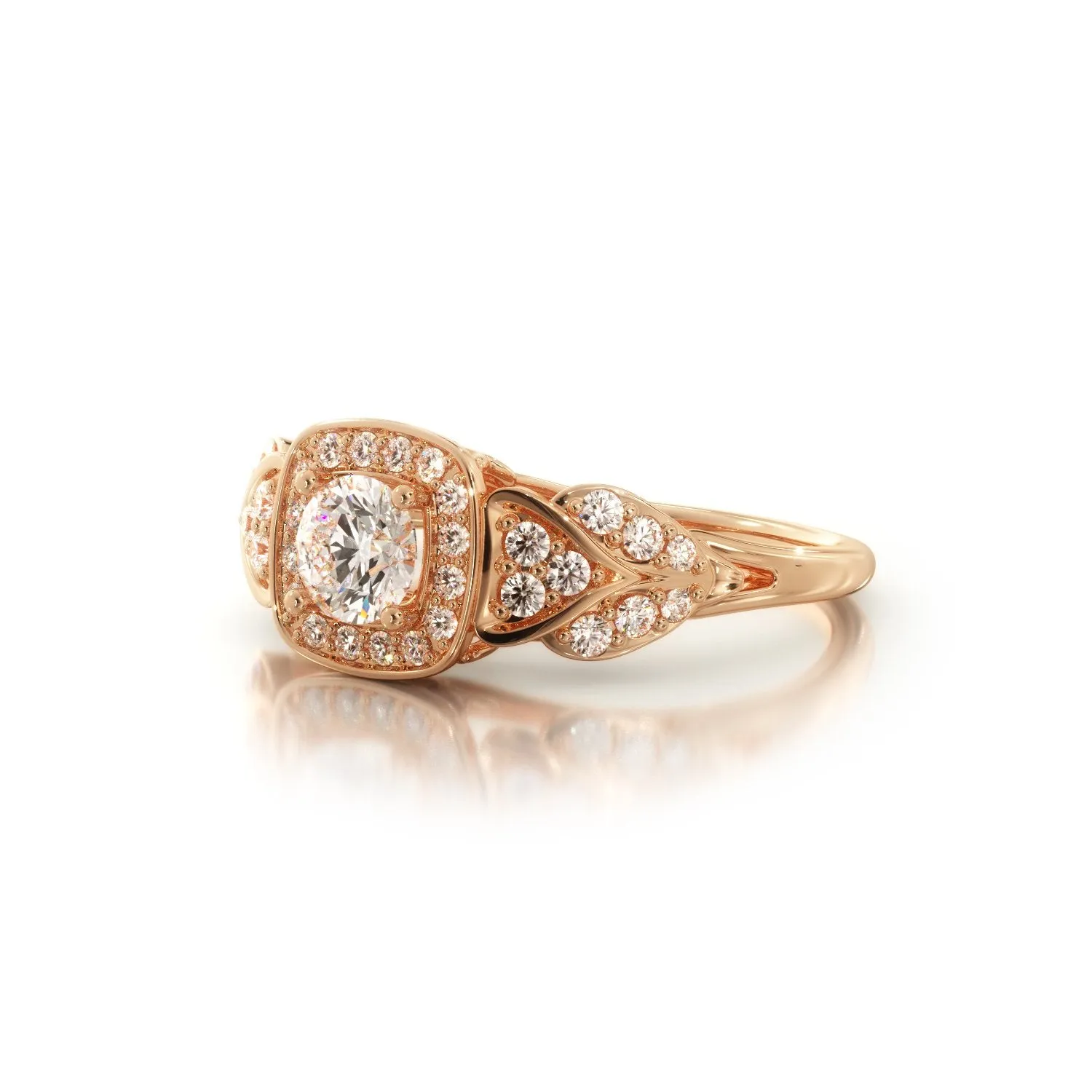 Lighthouse Pav'e Natural Round  Diamond Engagement Ring