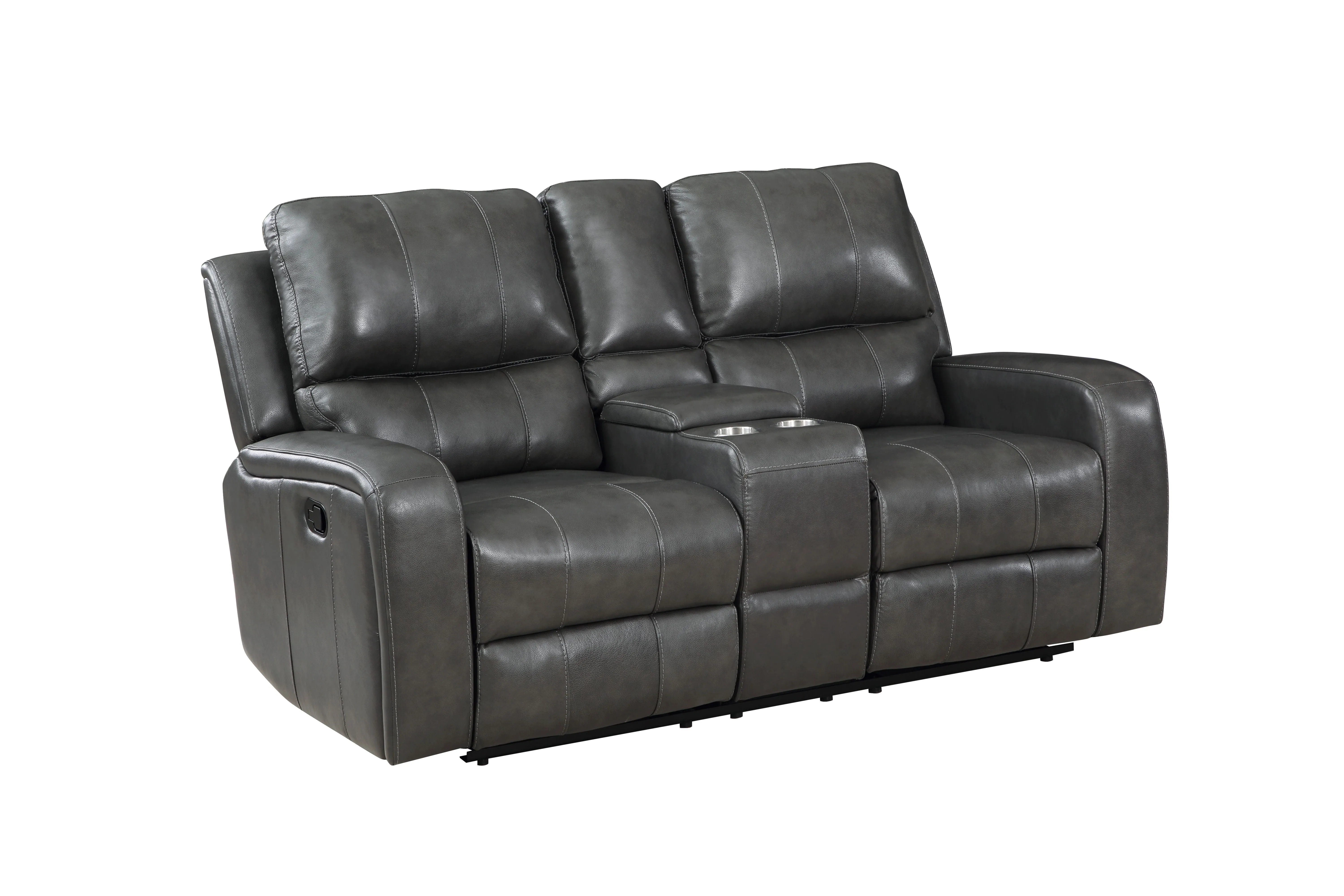 Linton - Leather Console Loveseat With Dual Recliners