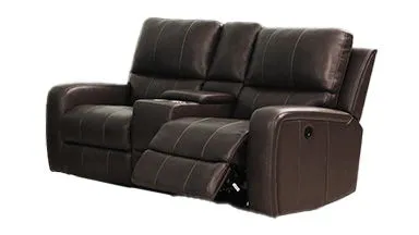 Linton - Leather Console Loveseat With Dual Recliners