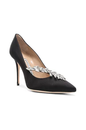 Manolo Blahnik Satin Nadira Heels, black