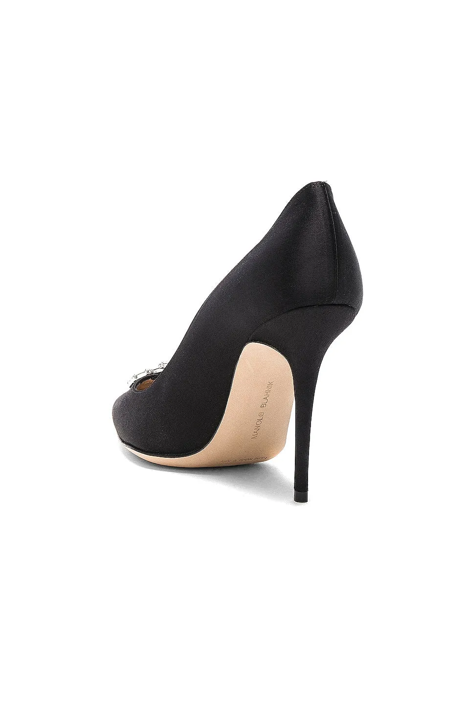 Manolo Blahnik Satin Nadira Heels, black