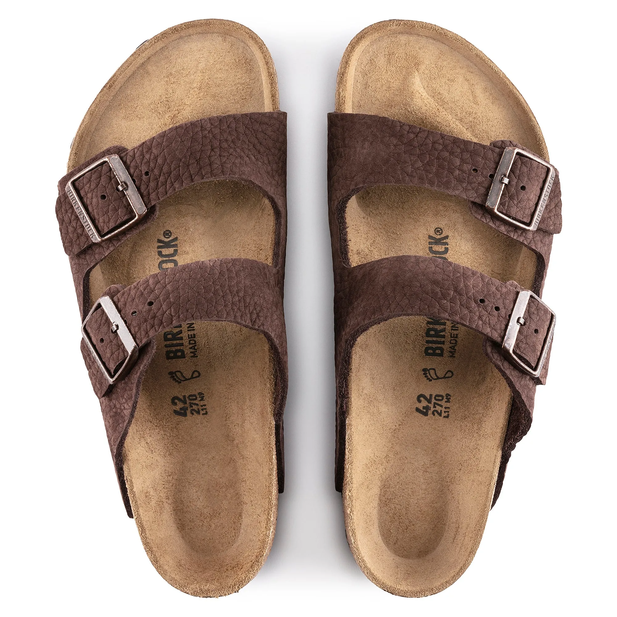 Men's Birkenstock Arizona Nubuck Leather Color: Desert Buck Roast