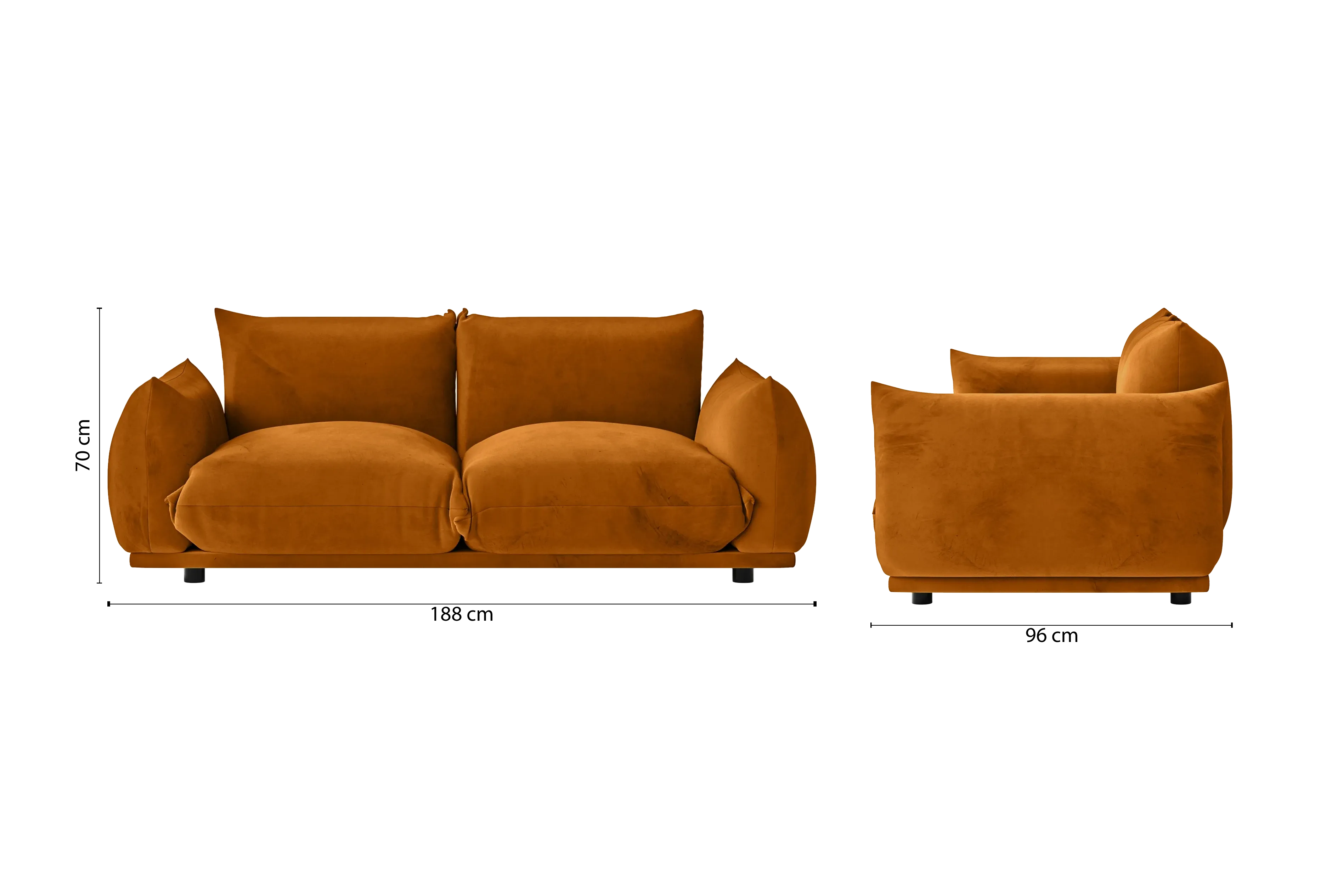 Minneapolis 2 Seater Sofa Gold Velvet