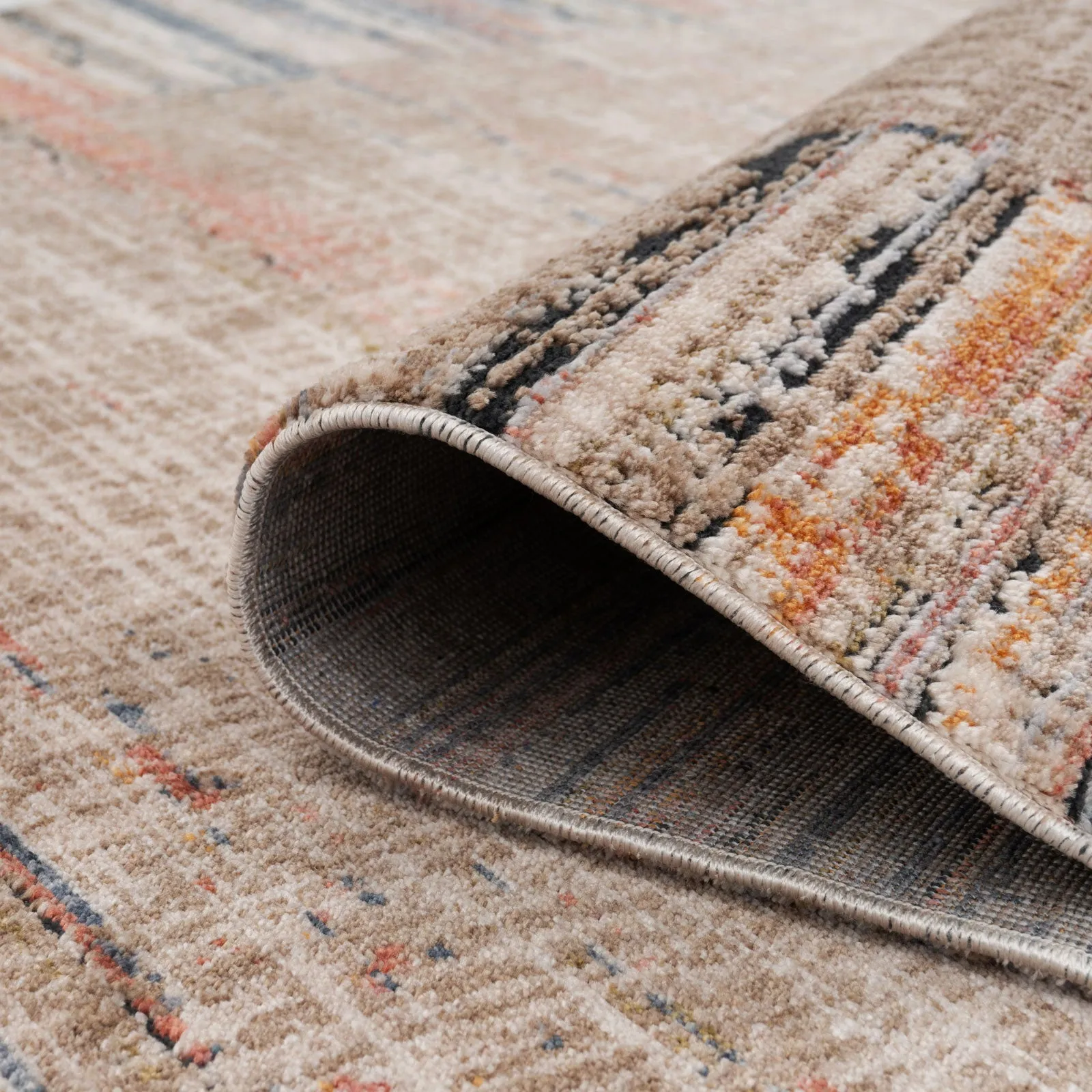 Multicolour Woven Border Rug - Alden