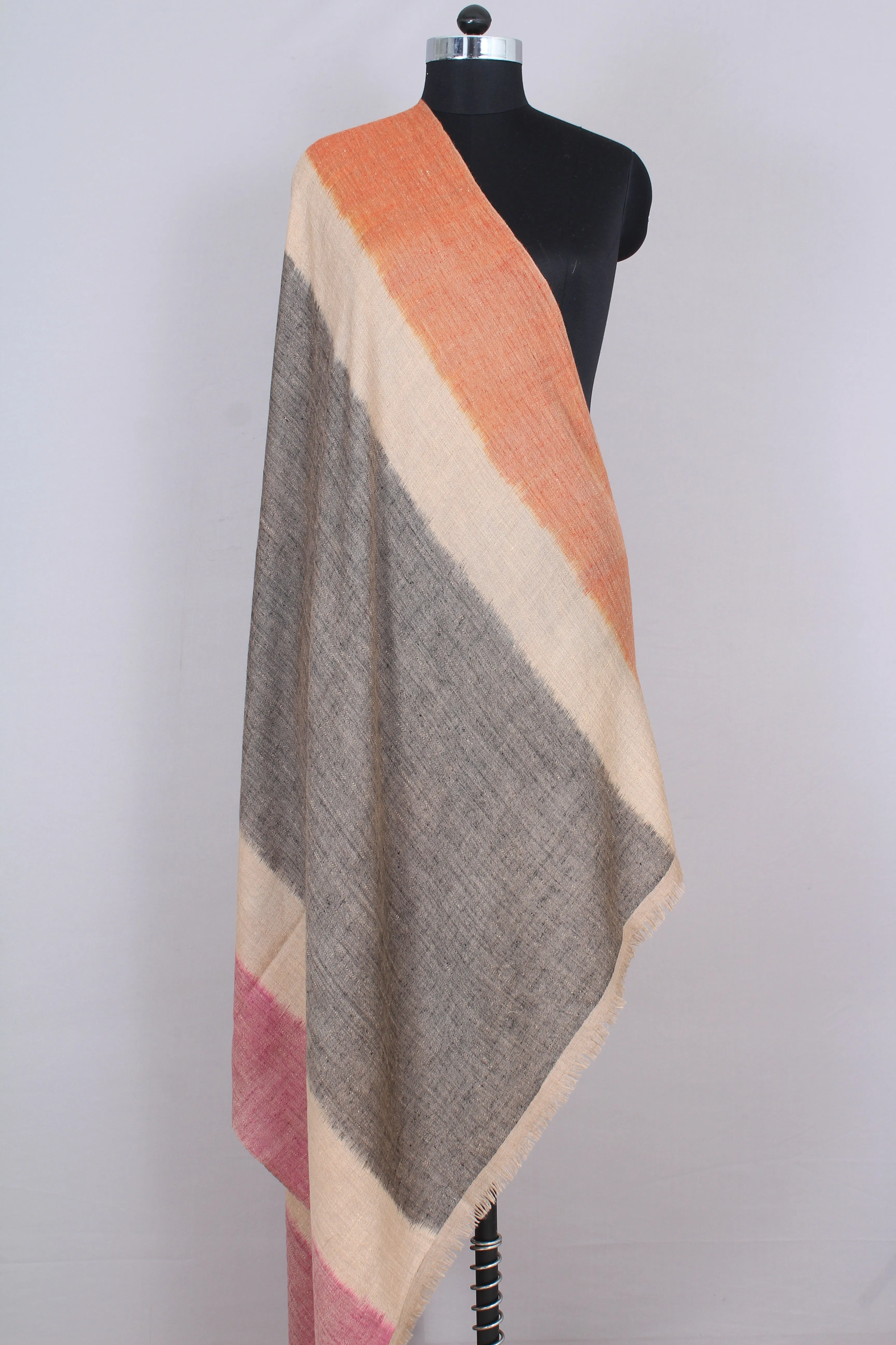 Ophelia Ikat Multi Colour Vertical Cashmere Shawl