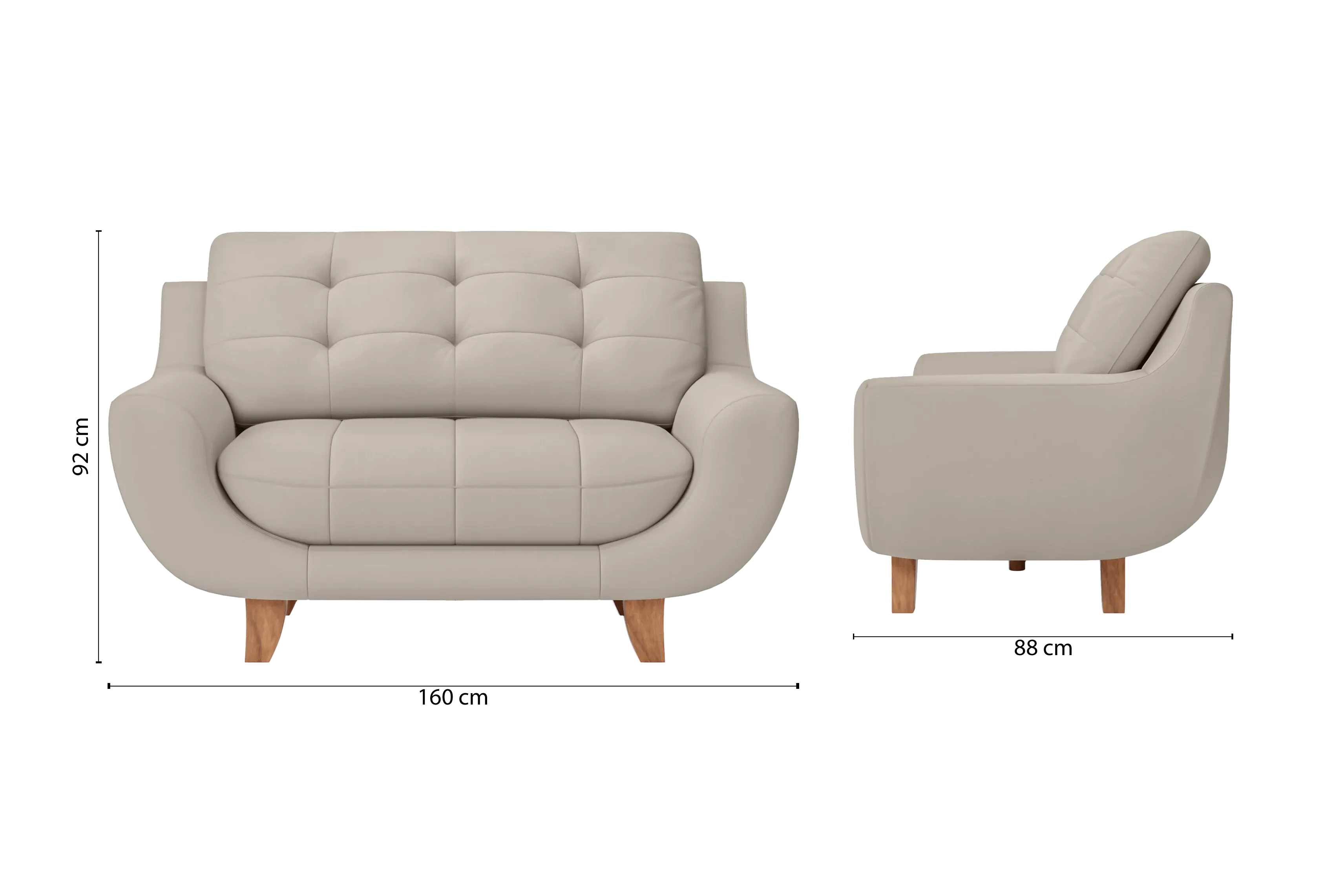 Perugia 2 Seater Sofa Sand Leather