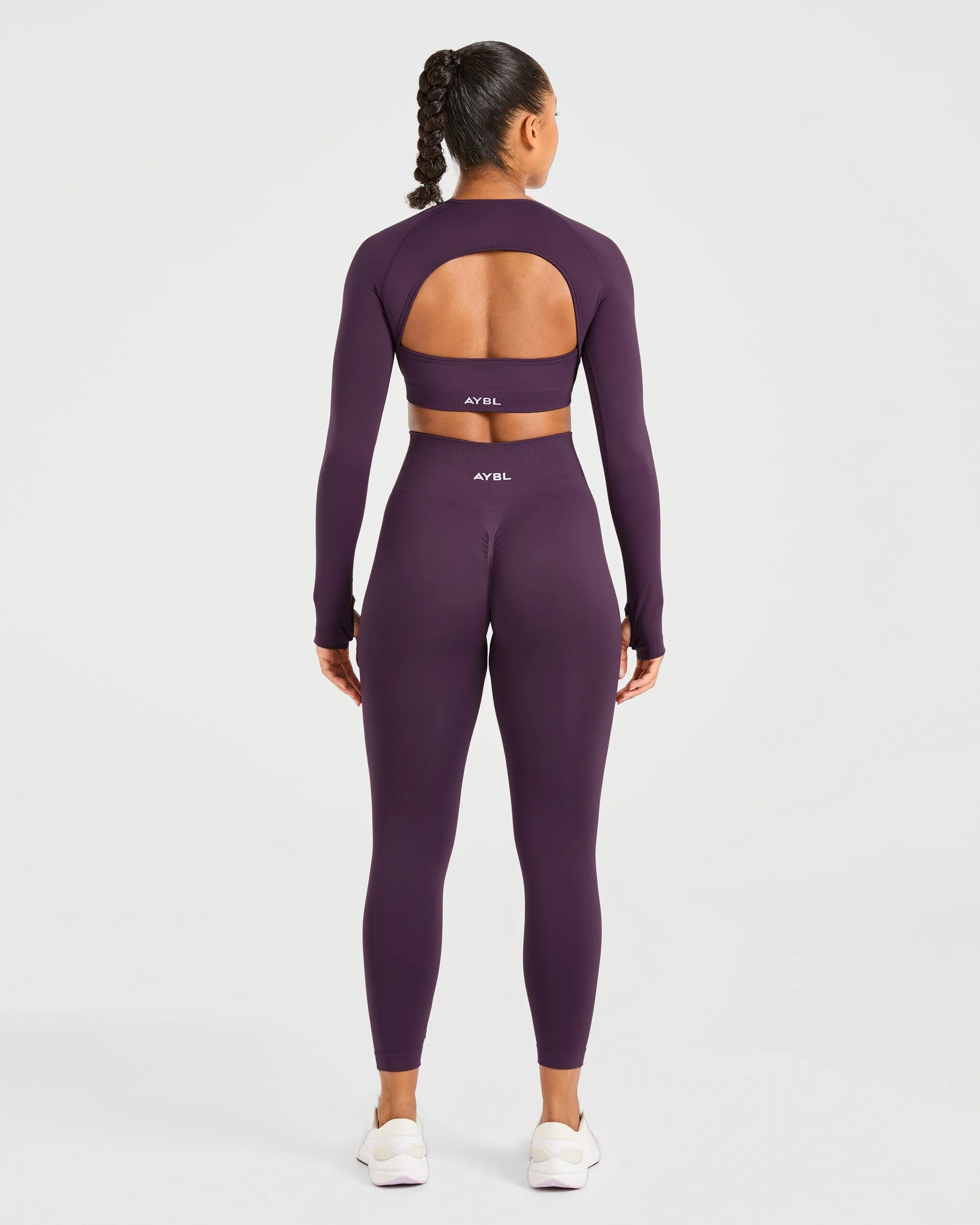 Power Seamless Long Sleeve Crop Top - Grape Wine