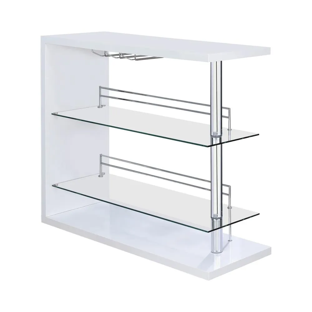 Prescott Rectangular 2-shelf Bar Unit Glossy White