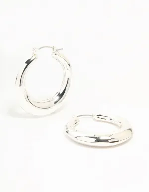 Silver Clean Hoop Earrings