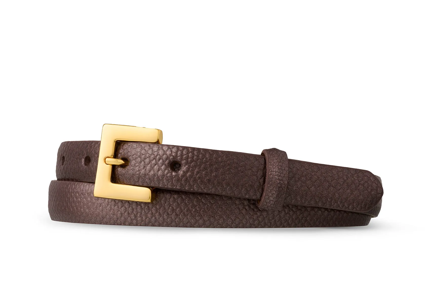 Skinny Karung Belt with Gold Buckle