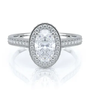 Soloce Channel Natural Oval  Diamond Engagement Ring