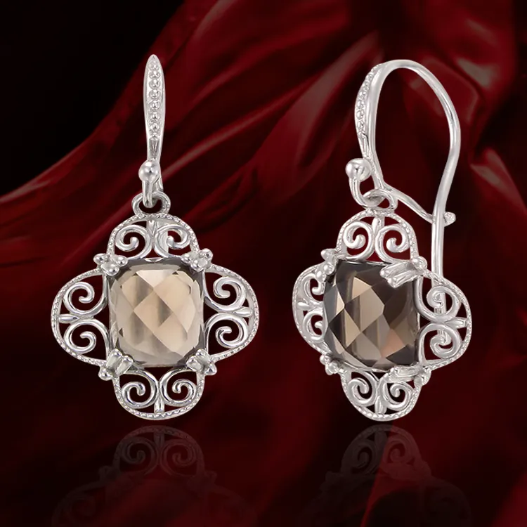 Sophisticated Natural Smoky Quartz Earrings