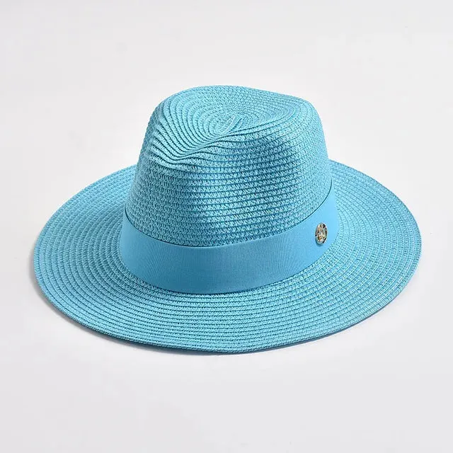 Straw Hats Panama Ribbon Decoration Elegant Luxury Cowboy Hat