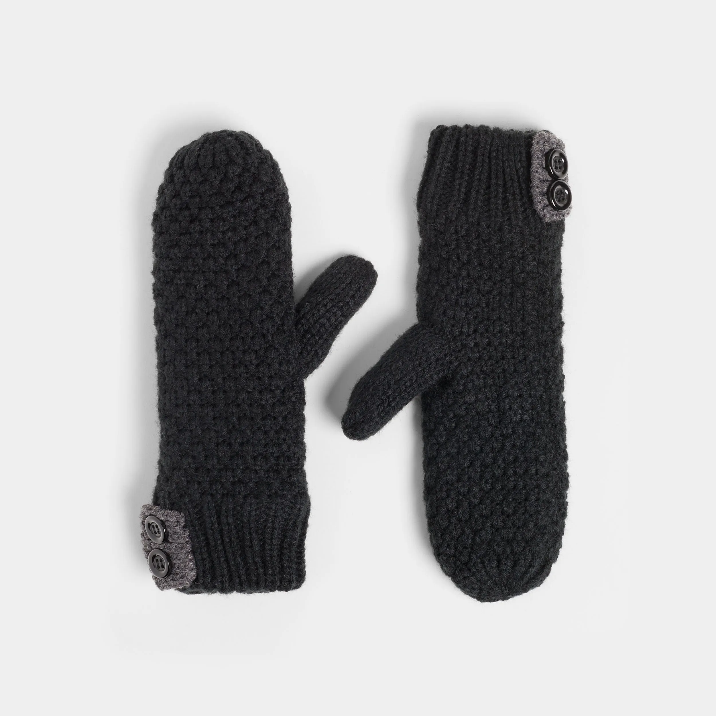 Tab Winter Knit Mitten - Black