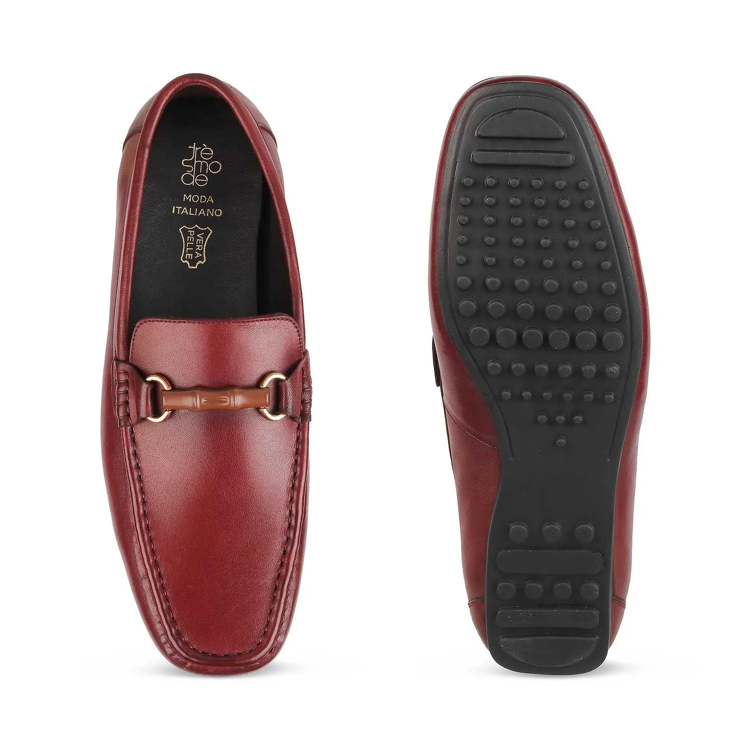 The Porter-2 Wine Men's Leather Loafers Tresmode