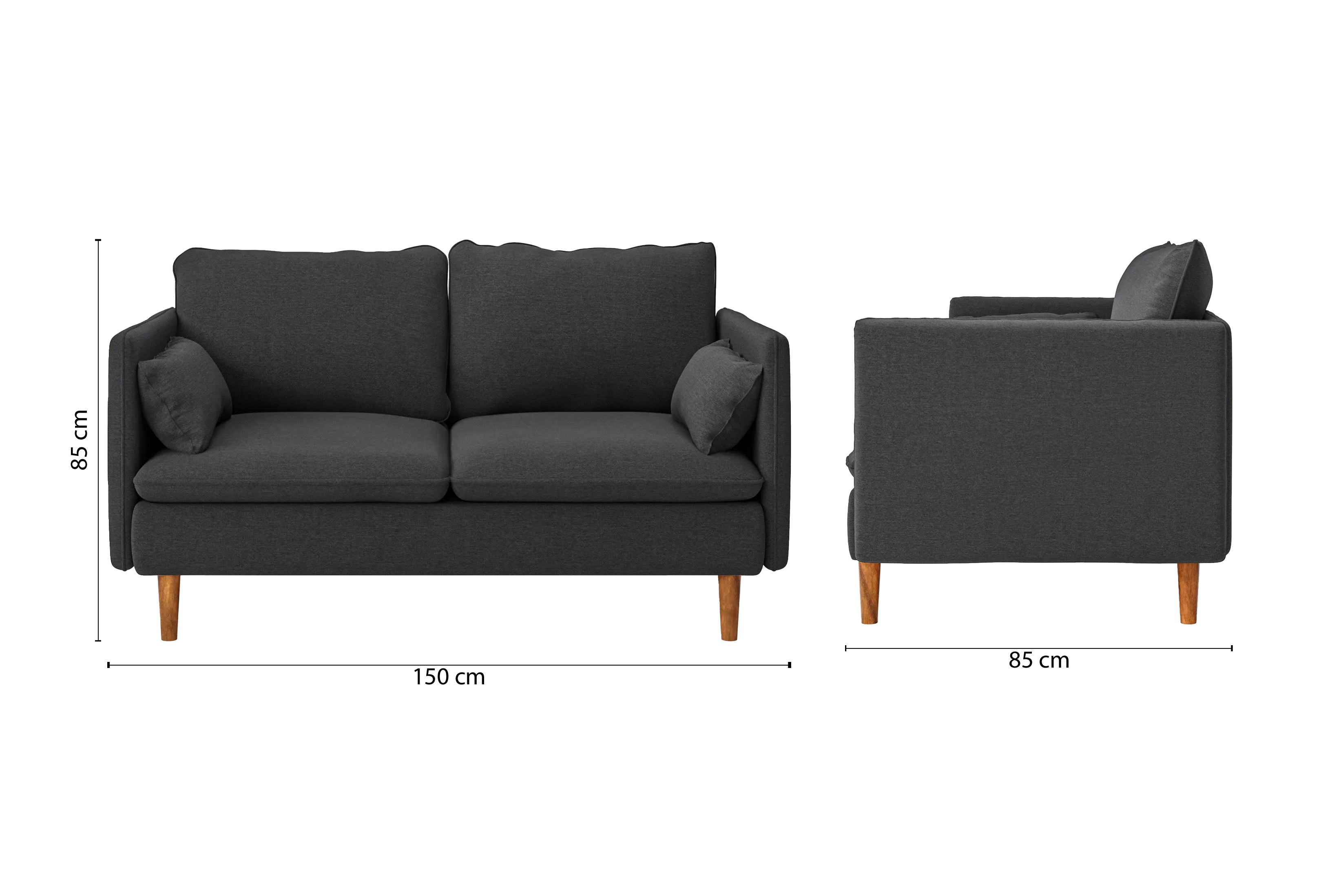 Tirreni 2 Seater Sofa Dark Grey Linen Fabric