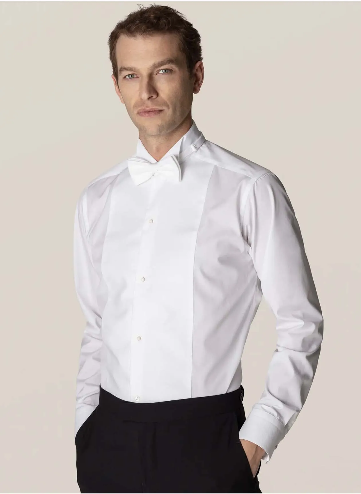 WHITE PIQUE WHITE TIE SHIRT