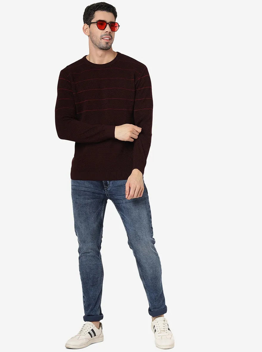 Wine Solid Slim Fit Winter T-Shirt | JadeBlue