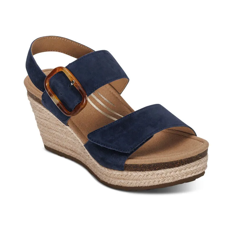 WOMEN'S AETREX ASHLEY ARCH SUPPORT WEDGE SANDAL | NAVY