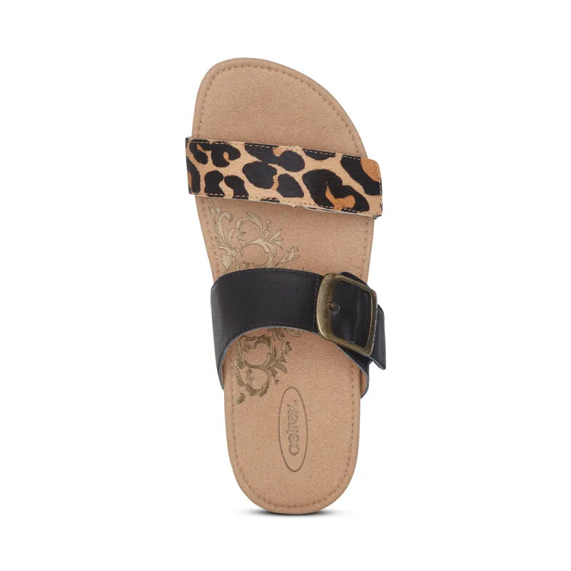 WOMEN'S AETREX DAISY ADJUSTABLE SLIDE | LEOPARD