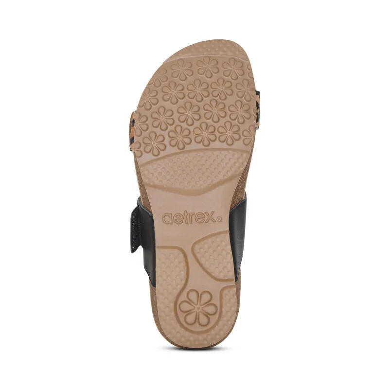 WOMEN'S AETREX DAISY ADJUSTABLE SLIDE | LEOPARD