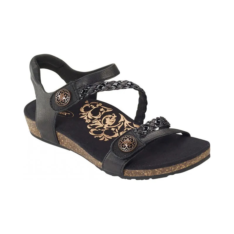 WOMEN'S AETREX JILLIAN BRAIDED QUARTER STRAP SANDAL | BLACK