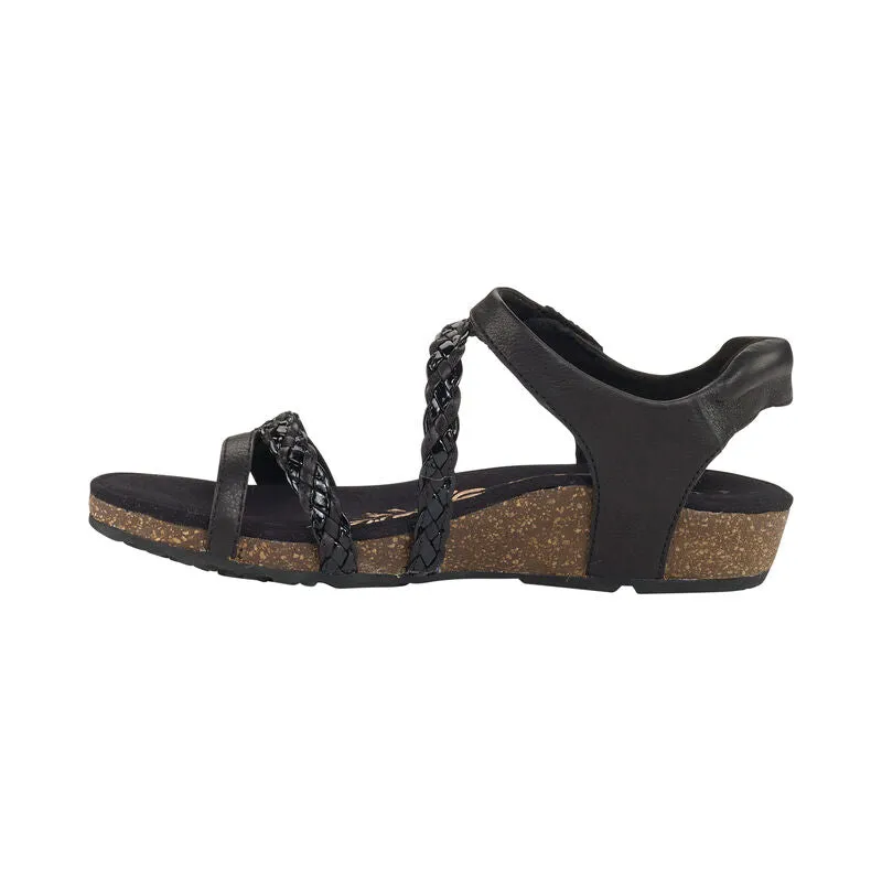 WOMEN'S AETREX JILLIAN BRAIDED QUARTER STRAP SANDAL | BLACK