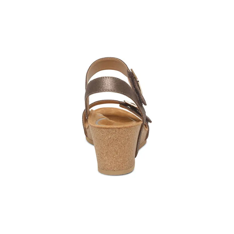 WOMEN'S AETREX LEXA QUARTER STRAP WEDGE | BRONZE