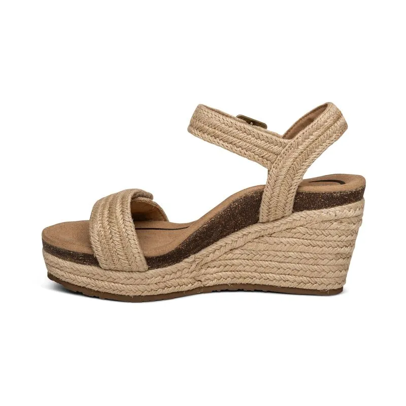 WOMEN'S AETREX SYDNEY QUARTER STRAP ESPADRILLE WEDGE | NATURAL