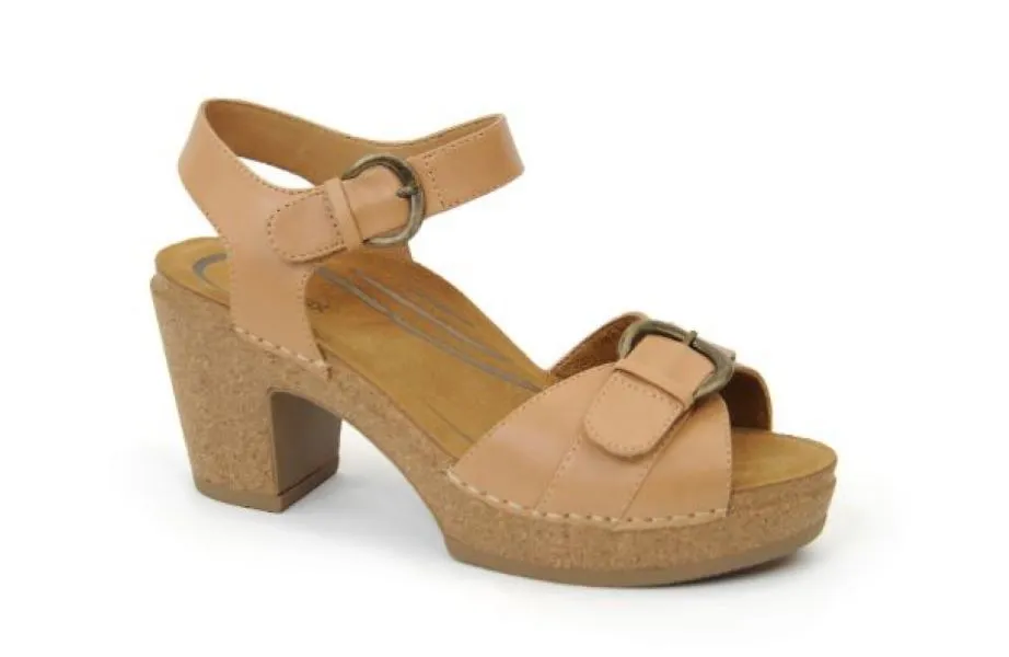 WOMEN'S AETREX TORY OPEN TOE HEEL | CAMEL