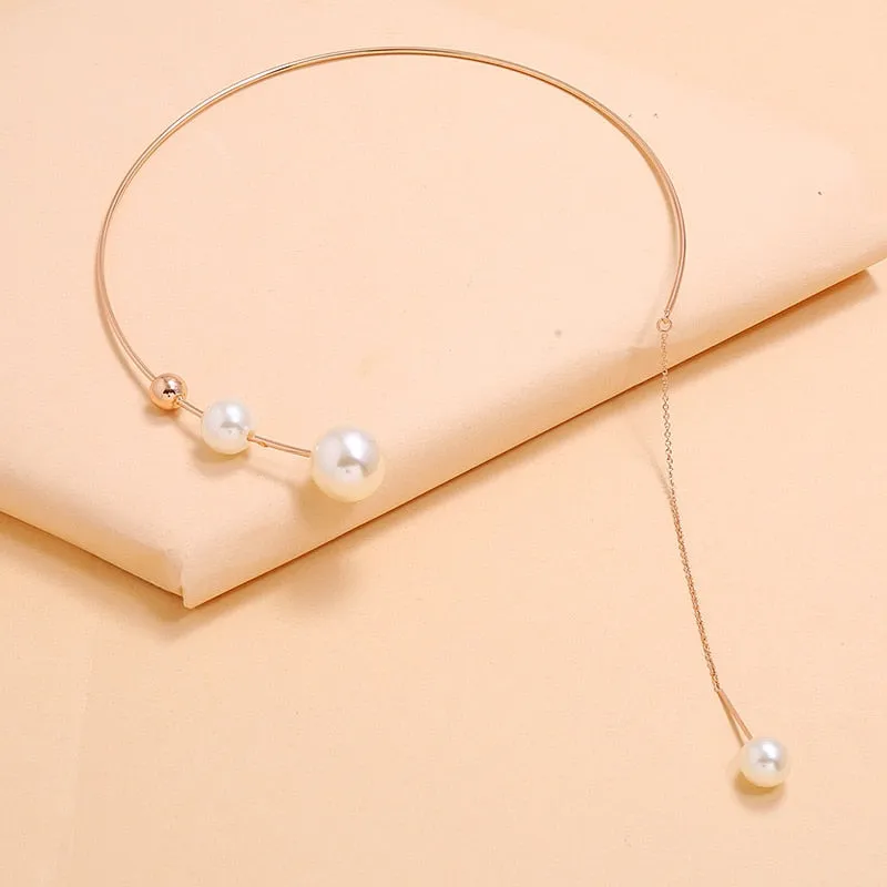 Women's Elegant Pearl Chain Necklace