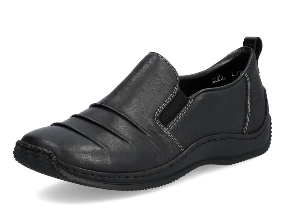 WOMEN'S RIEKER CELIA 89 LEATHER SLIP-ON | BLACK