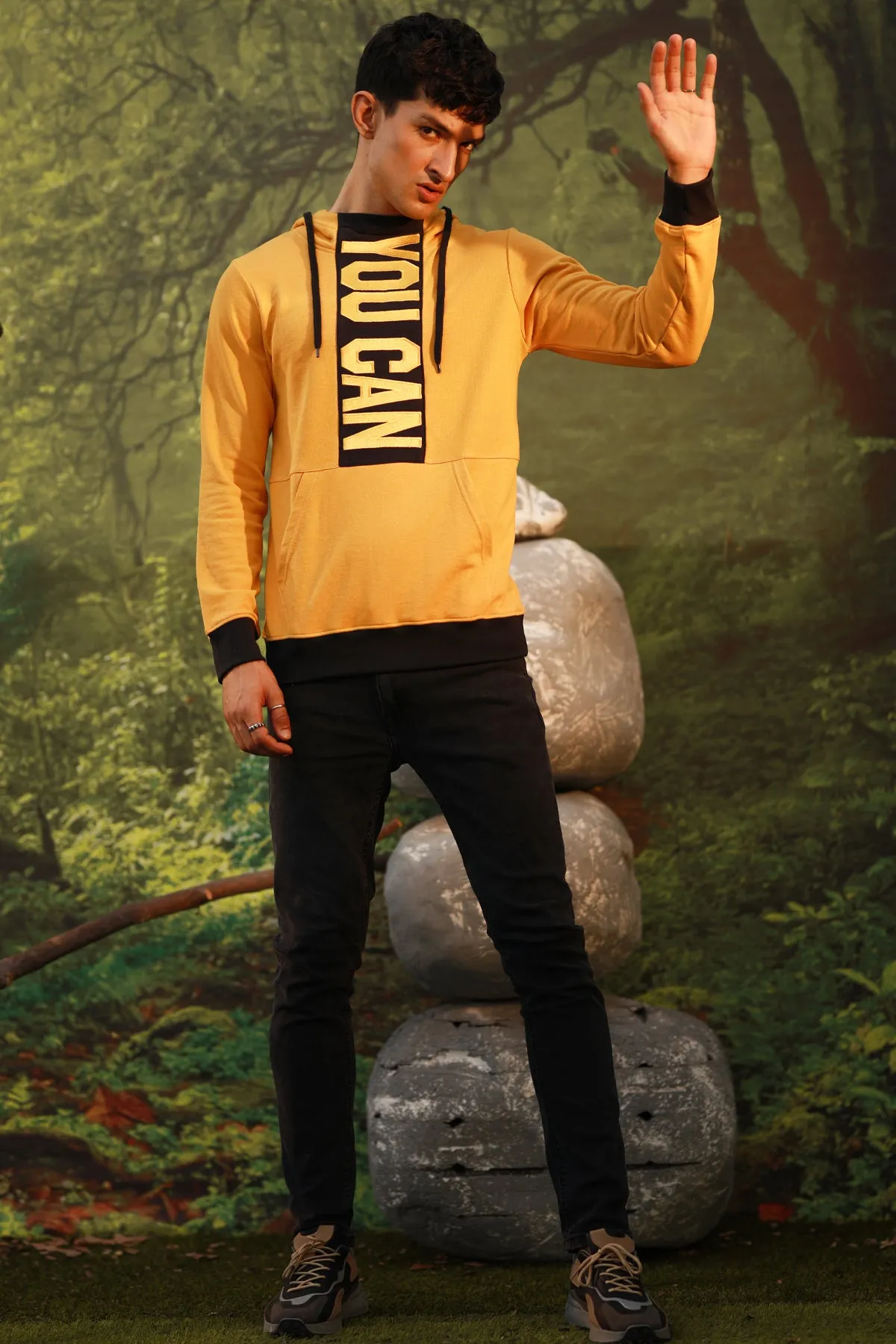 Yellow Embroidered Hoodie - W22 - MH0052R